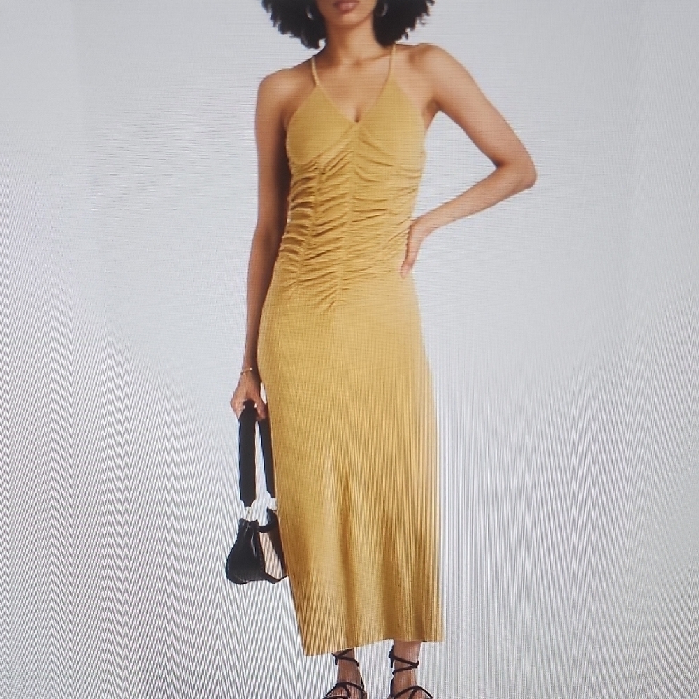 Bite Studios Mettalic Marea Ruched Cotton Blend Terry Midi Dress Size Xs